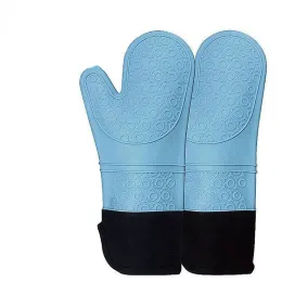 Yeni 1 adet ekstra uzun fırın eldivenleri ve tencere tutucular ısıya dayanıklı silikon pişirme eldivenleri sıcak pedler Pothollersekstra Uzun Fırın Mitts Set