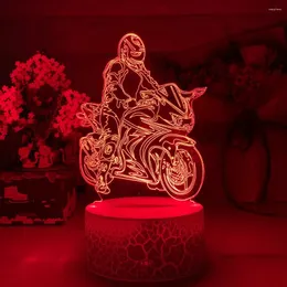 Nachtlichter D Lampe Motorrad Rennfahrer Jonathan Reaction Figur Nachtlicht für Hauszimmer Dekoration coole Fans Geburtstagsgeschenk LED Light Light