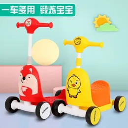 Çocuk scooter oturabilir, basabilir ve üçü birer paten yapabilir. 3-6 yaşındaki bebek çok fonksiyonlu roller coaster sinema hediyesi