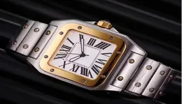 2020 Luxury Mens relógios top Brand Men Square Watches Genebra Genebra Genuine Stainless Steel Quartz Watches High Quality Mens Watch5460250