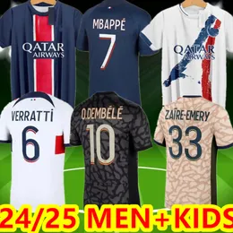 S-4XL 24 25 MAILLOT MBAPPE Soccer Jerseys Kit Kit 23/24 Versão do jogador Treinamento 2023 2024 Maglia Pares Home Away Futebol camisa Hakimi Fabian Vitinha O Dembele