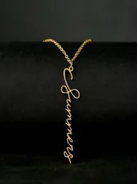 Roségold Silber Farbe Personalisierter benutzerdefinierter Name Anhänger Halskette Edelstahl Customized Typenplate Halskette handgefertigtes Geschenk256S9433011
