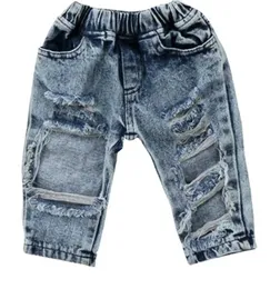 Jeans New Baby Girls Summer Pants Casual Pants Long Denim jeans strappato Patch Fashion 1pc Girls Leggings H240508