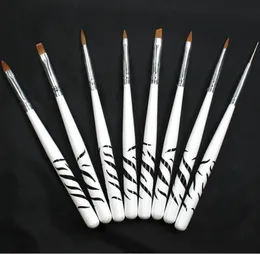 Whole8PCS Manicure Målningsverktyg Set Crystal Carved Potherapy Nail Pull Chien Brush Pen Zebra Whole M019077412161