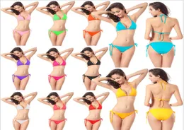 Women039s Roupas roupas de banho de banho de banho de banho de banho sexy biquíni para mulheres praia biquínis de cordas sólidas duas peças 11 cores ZZA2413878027