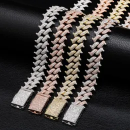 14mm Iced Out Chains Mens Designer Jewelry Link Chain Luxury Bling Rapper Hip Hop Miami Big Box Buckle Kuba Chain Full Of Zircon Neckla 3371