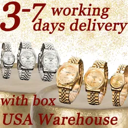 여성 자동 금 여성 시계 시계 전체 스테인레스 스틸 사파이어 방수 광장 커플 손목 시계 41/36/28mm 상자