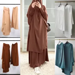 Roupas étnicas 2 peças Mulheres muçulmanas com capuz Hijab Dress Oração de vestuário
