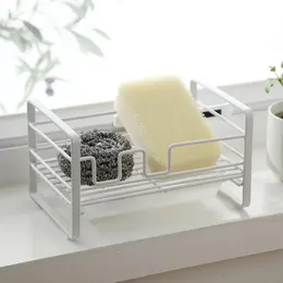 Kitchen Sink Shelf Soap Sponge Drain Rack Storage Organizer Caddy With Drain Pan Wall Mounted Stainless Steel Holder Dropship