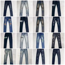 Amirriis Jeans Designer Jeans verzweifelt Frankreich Mode Pierre Straight Herren Biker Hole Stretch Denim Hosen lässig Jean Männer Skinny Hosen Elastizität Am Herren Jeans