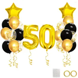 파티 장식 25pcs 골드 블랙 혼합 풍선 50 번째 생일 장식 50 세의 남녀 장식 기념일 기념일