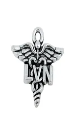 Античный серебро, покрытие медицинской лицензированной профессиональной медсестрой LVN Charms Caduceus Medical Symbol Charms AAC1784340510