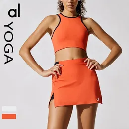 AL Yoga Set Krótka spódnica dla kobiet 2-częściowy zestaw damskiej spódniczki tenisowej sens joga szybki suchy oddychający sportowy trening spódnica tenisowa sukienka tenisowa