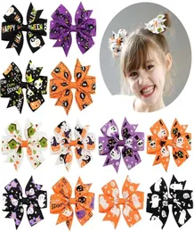 Baby Halloween Grosgrain Ribbon Arco com clipe Girls Chind Ghost Party Pumpkin Kids Girl Girl Wheel Hair Clips Acessórios de gancho de cabelo 15109373