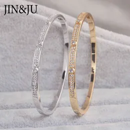Jinju Gold Color Charm BraceletsBangles for Women Hirthers Gift Copper Cubic Zirconia Cuff Braclet Femme Dubai Fashion Jewelry 305f