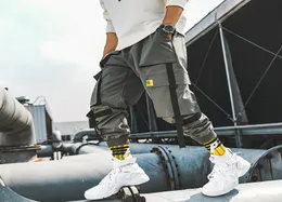 marchwind brand men ribbons streetwear cargo pants autumn hip hop joggers pants overalls black fashions baggy pockets trousers8999034