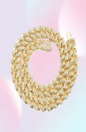12mm isad ut zirkon kubansk halsbandskedja hiphop smycken guld silver koppar material cz lås mens halsband länk 1824nch 77 k24207037411
