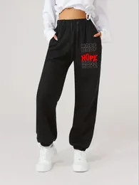 Women's Pants Streetwear 2024 Casual Sports 'HOPE' Graphic Letter Text Printed Summer Personalized Drawstring