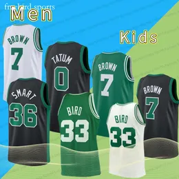 Tatum Jayson 0 Basketball Larry 33 Bird Jaylen 7 Brown Marcus 36 Smart Men T-shirt 2021 2022 2023 Green White Boys Jersey Kids 221 222 223