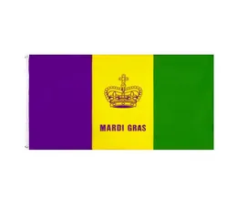 Mardi Gras Flag Retail Direct Factory hela 3x5fts 90x150cm polyesterbanner inomhus utomhusanvändning duk huvud med metall gromm8845608