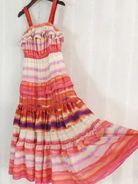 Sukienki zwyczajne Wydrukowana maxi sukienka w akwareli kwadratowy dekolt otwarty wakacje 2024