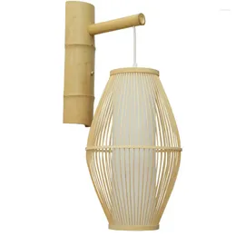Настенная лампа китайский коридор проход чайная комната юго -восточная Азия современный эль -прикроватный антикварный бамбуковый свет