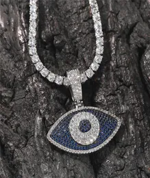 Iced Out Devil Eye Pendant Necklace Gold Silver Mens Bling Hip Hop Jewelry Gift1768989