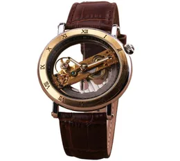 2021 New Jaragar Luxury Golden Bridge Roman Dial Men039s Автоматические механические запястье Прозрачное движение подлинное кожа6875083