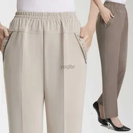 Frauenhose Capris XL-7xl Große Frauenhosen Frühling/Sommer Ice Seide Elastizität Taille Damenhosen lässig mittleren Mutter elastischer Pantalonesl2405