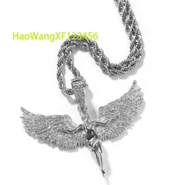 Cross-border jewelry retro neutral style gold diamond angel wings men and women rap hip hop necklace wholesale