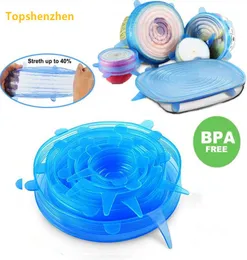 6PCSset Silicon Stretch tampas de tampa universal alimentos de silicone embrulhado tanque de tampa de silicone panela de cozinha acessórios de cozinha 3889259