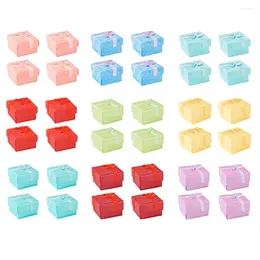 Ювелирные мешочки Картонная кольцевая коробка Square Bowknot Lid Корпус хранения для подарочной упаковки DIY 4.2-5x4.2-5x2.6-3.2cm 12pcs/set