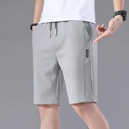 Herren Sportshorts Feste Farbe Gerade Muster Loose Summer Elastic Taille Draw String lässige Shorts Herren Jogging Hosen 240506