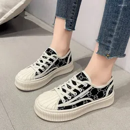 Casual Shoes Women Breathable Cartoon Print Sneakers Canvas Shell For Girl Thick Heel Running Platform Y2K Lolita