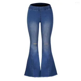 Jeans femminile rullo vintage in vita alta strappata per le donne pantaloni 2024 elastico fidanzato stile blu pantalone pantalone pantaloni