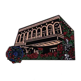 Grateful Dead Skull Wheel Roses Enamel Pin Artwork Bertha Vintage Bról Upiorna odznaka Halloween Gothic Jewelry Gifts