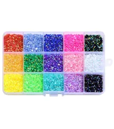 Kits de arte da unha 1Box Multicolor 3mm AB Jelly Rhinestones Resina Back Flor