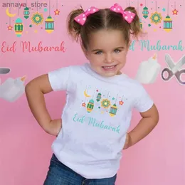 Camisetas de camisetas infantis de camiseta de mangas curtas muçulmanas islâmicas feliz Ramadã Mubarak Principed Childrens Clothing Boys and Girls T-shirt Eid al fitrl2405