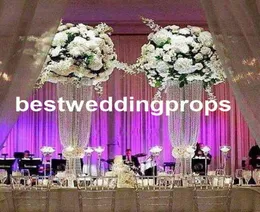 Nuovi portabandini dorati Crystal Metal Candlestick Flower Vase Table Event Event Flower Rack Road Decoration Wedding BES4177615