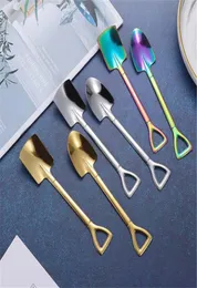 6st Coffee Spoon Scoop Cutlery Set Stainless Steel Retro Iron Shovel Ice Cream Creative Teskoon Fashion Tableware FY50866924369