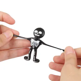 Rosto sorridente Pessoa amarela exagerada Expressão de Halloween Skeleton Pessoa pequena TPP TPR Doll Stress Relief Toy