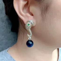 Brincos do garanhão yygem 14 mm redondo azul tigre cz pavor de elefante elefante ouro briol jóias de festas de moda