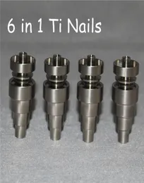 Universal Domeless Titanium Nail 6 In 1 10mm 14mm 18mm Manlig kvinnlig dubbel funktion Gr2 Ti Nails Ash Dab Rigs7854319