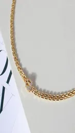 Choker Metallic Stitched Chain Belt Buckle Style Inlaid med litet diamanthalsband Neck5429281