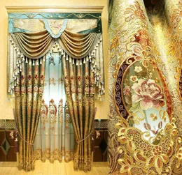 Fyfuyoufy Curta de veludo de alta qualidade para sala de estar Bordada de tule bordado Floral Cortinas para faixas de quarto cortinas de blecautes 210719621309