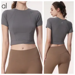 AL-228 Kadınlar Hızlı kuruyan kısa kollu tişörtler ve sıska yoga üstleri