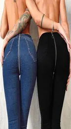 Women Back Zipper Pencil Stretch Denim Jeans Skinny Pants High Waist Sexy Casual Daily Pantaloni 02252778628