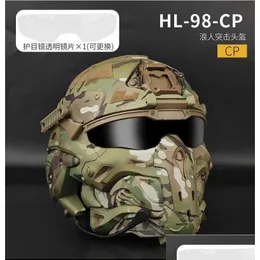 Tactical Helmets Realistic Tactics Fl Face Mask Helmet Integrated Protective Equipment Personalized Cycling Video Dressing Built-In Dhbfu
