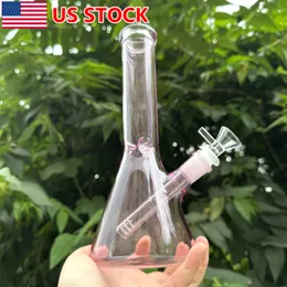 10 Zoll rosa Glas Bong Shisha Raucher Wasserrohr Bubbler Becher + Glasschale