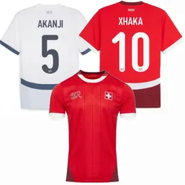 2024 2025スイスのサッカージャージーオカスフォーバルガスSchr freuler Zakaria Amdouni Shaqiri Elvedi 24 25ナショナルチームサッカーメンアンドキッズシャツ4xl